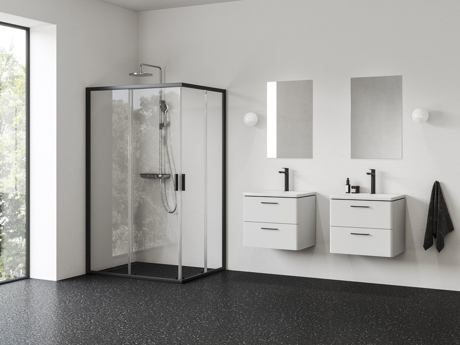 Ravak Blix II sprchové dveře 80 cm posuvné černá matný/průhledné sklo 1XM40300Z1