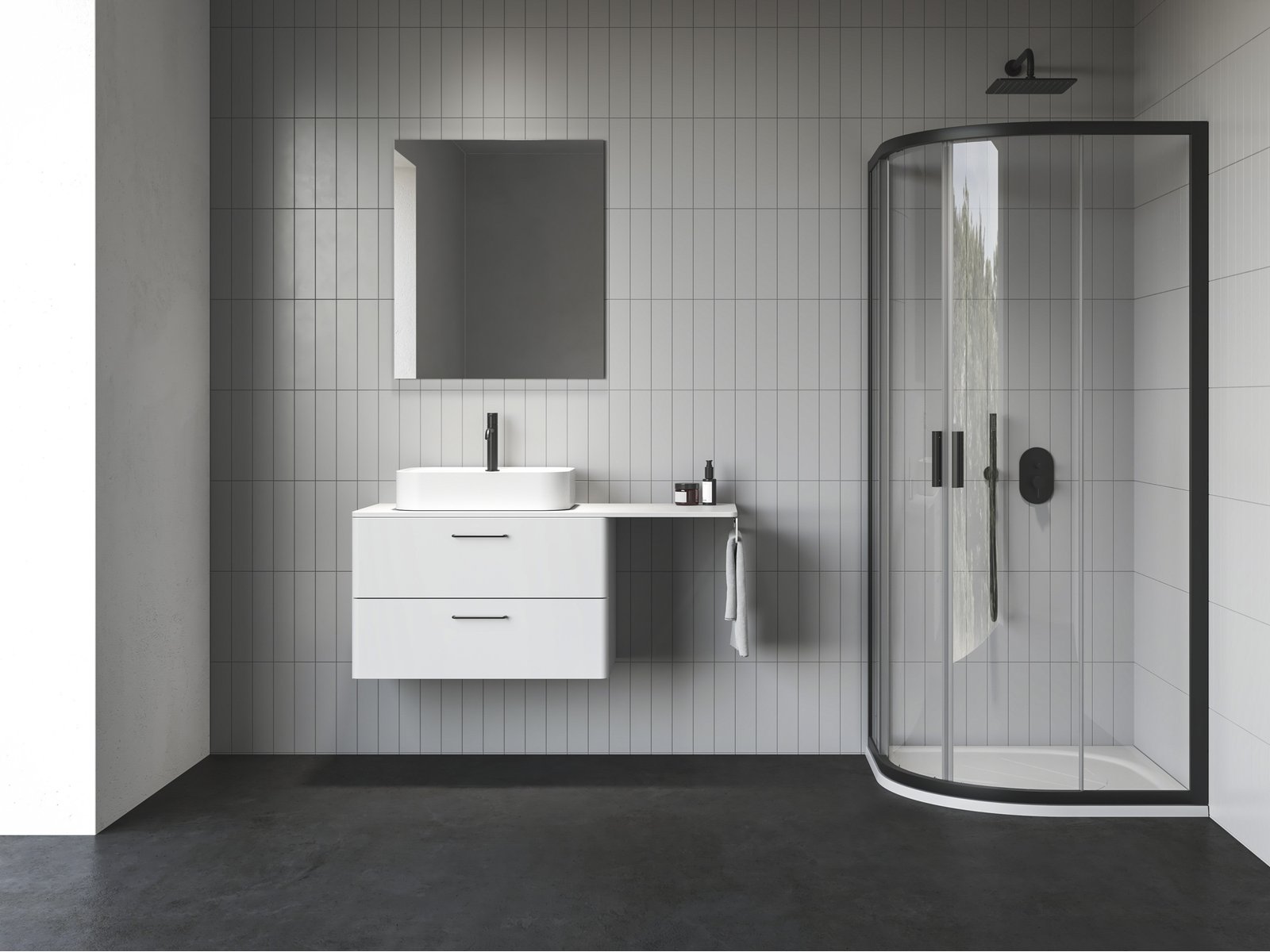 Ravak Blix II sprchový kout 80x80 cm půlkulatá černá matný/průhledné sklo 3BM40300Z1