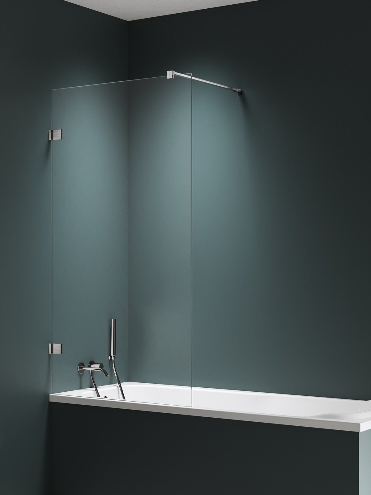 New Trendy Avexa Nickel Brushed vanová zástěna 100 cm jednodílný kartáčovaný/čiré sklo EXK-8743-WP
