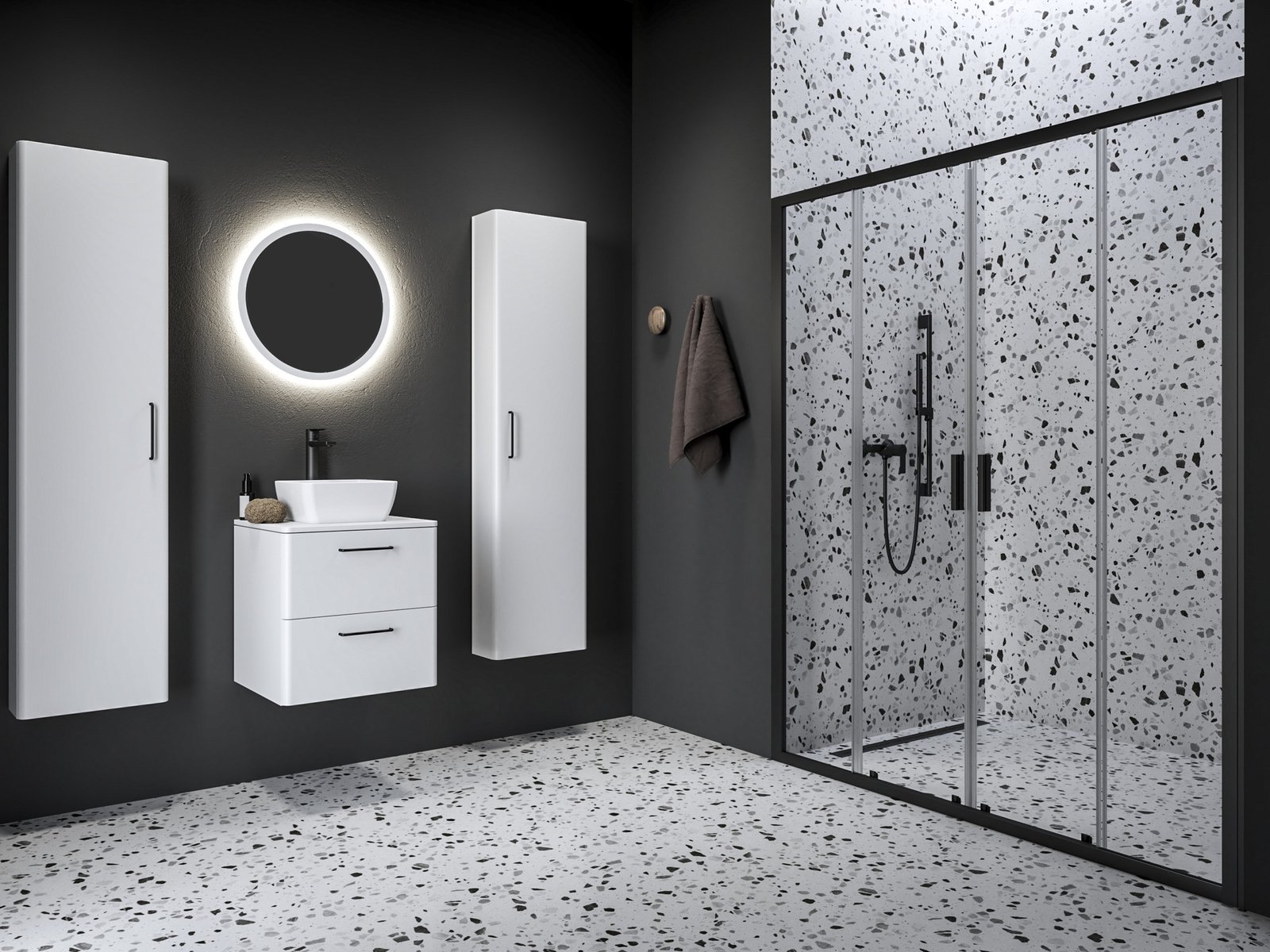 Ravak Blix II sprchové dveře 190 cm posuvné černá matný/průhledné sklo 0YML0300Z1