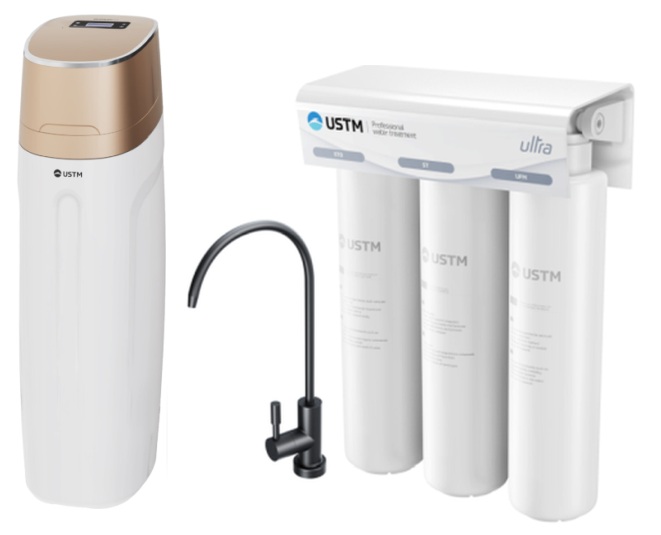 Sada úpravny vody USTM Golden WS25LCDGOLDEN, filtr pod dřez USTM Ultra ULTRABLACKSTYLE