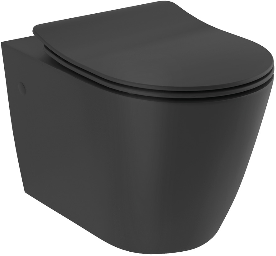 Kludi Resa R záchodová mísa závěsná bez splachovacího kruhu s vírovým splachováním černá mat 23WCW0239