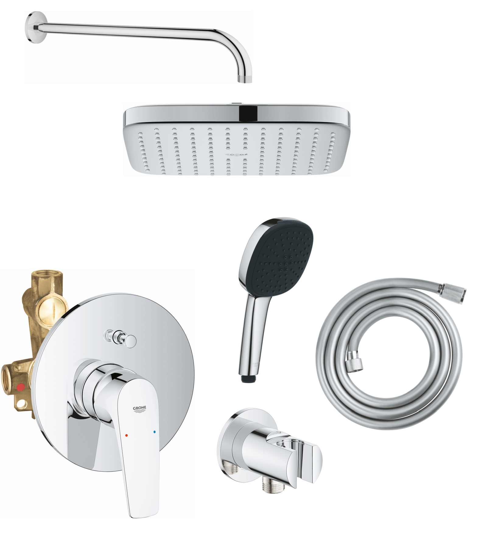 Sada vanová baterie Grohe Start Flow 29117000, hlavová sprcha Grohe Vitalio Comfort 26695000, 27851000, 26962001, 2639710E, 28741002