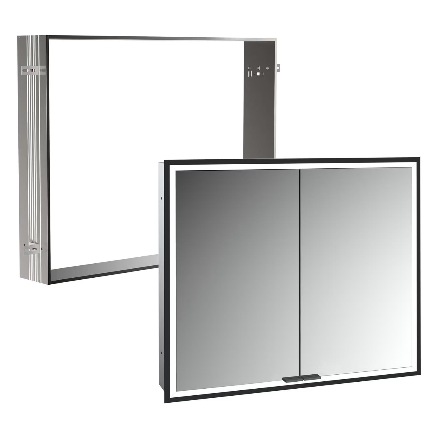 Sada skříňka Kronenbach Cube 2.0 KB100225MB, rám pro podomítkovou montáž zrcadla Kronenbach Cube 2.0 NU1000030NU