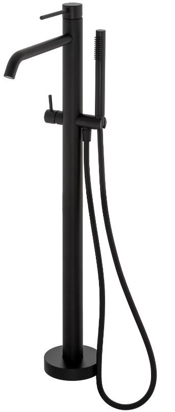 Sada vanová baterie Kronenbach Lima 2.0 Black 100.1162SMKB, podlahový montážní prvek Kronenbach Aqa 2.0 23491004KB