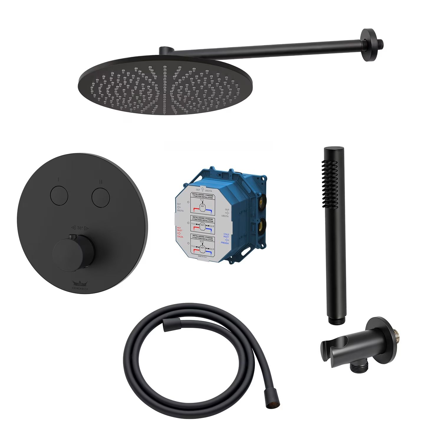 Sada vanová baterie Kronenbach Smart Push 19044002SM, hlavová sprcha Kronenbach Supra 2.0 153765001904SMN, 01900190KBN, 27409002SMKB, 28276000KBSM, 28628002SMKB, 27500001 KB