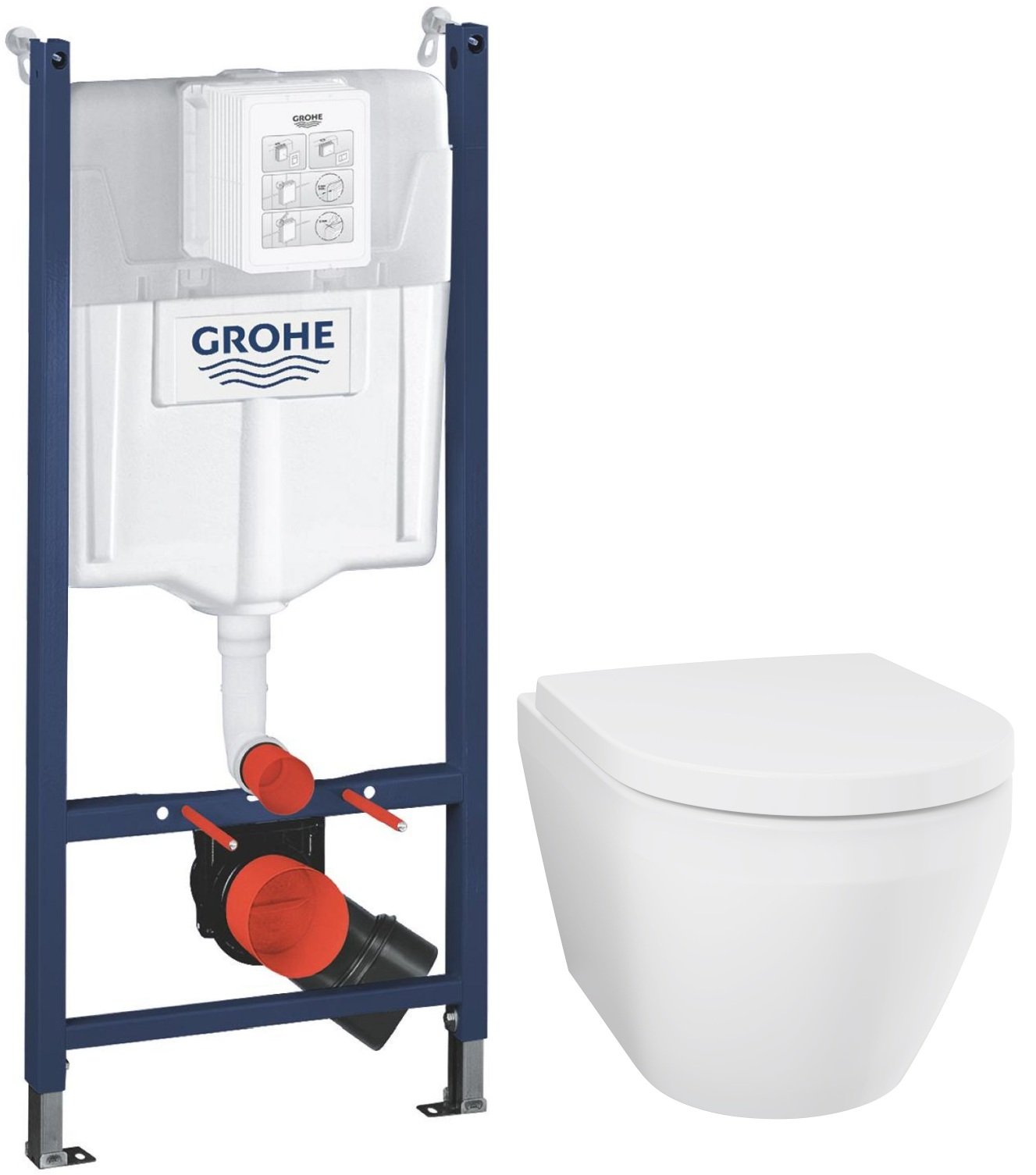 Sada WC mísa se sedátkem s pomalým sklápěním Grohe Euro Ceramic 102510SH00, podomítkový WC modul Grohe Solido 38971000
