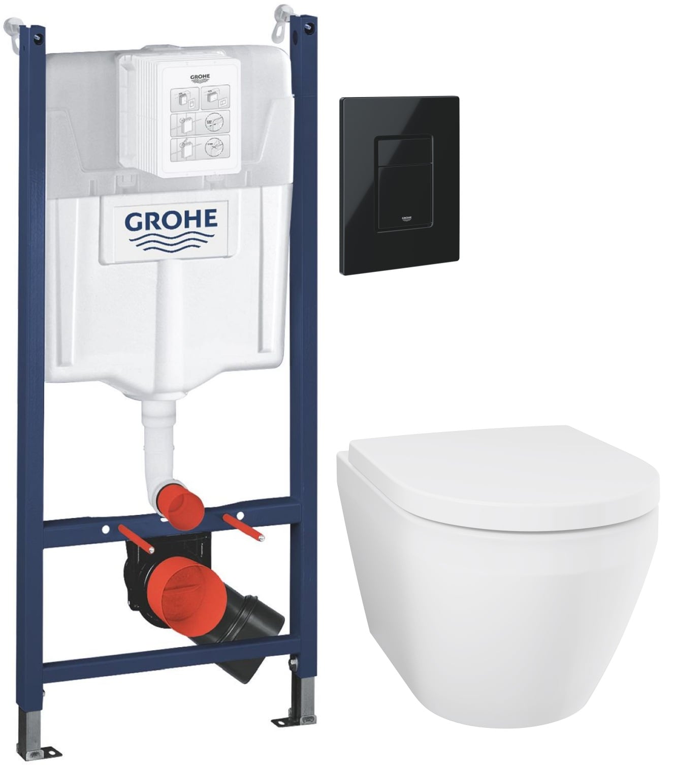Sada WC mísa se sedátkem s pomalým sklápěním Grohe Euro Ceramic 102510SH00, podomítkový WC modul Grohe Solido 38971000, 38966KV0