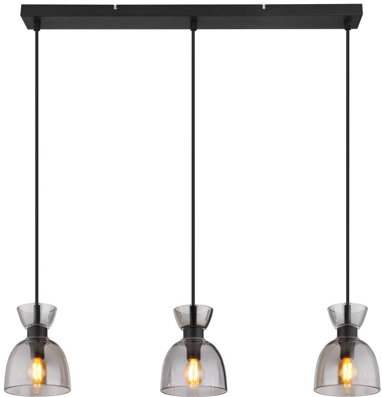 Globo Lighting Massey závěsné svítidlo 3x40 W černá-kouřová 15769S-3