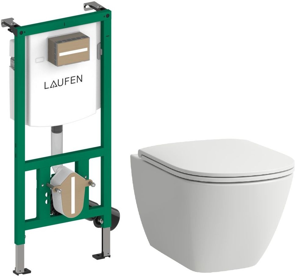 Sada WC mísa se sedátkem s pomalým sklápěním Laufen Lua H8660820000001, podomítkový WC modul Laufen Ineo H9201140000001