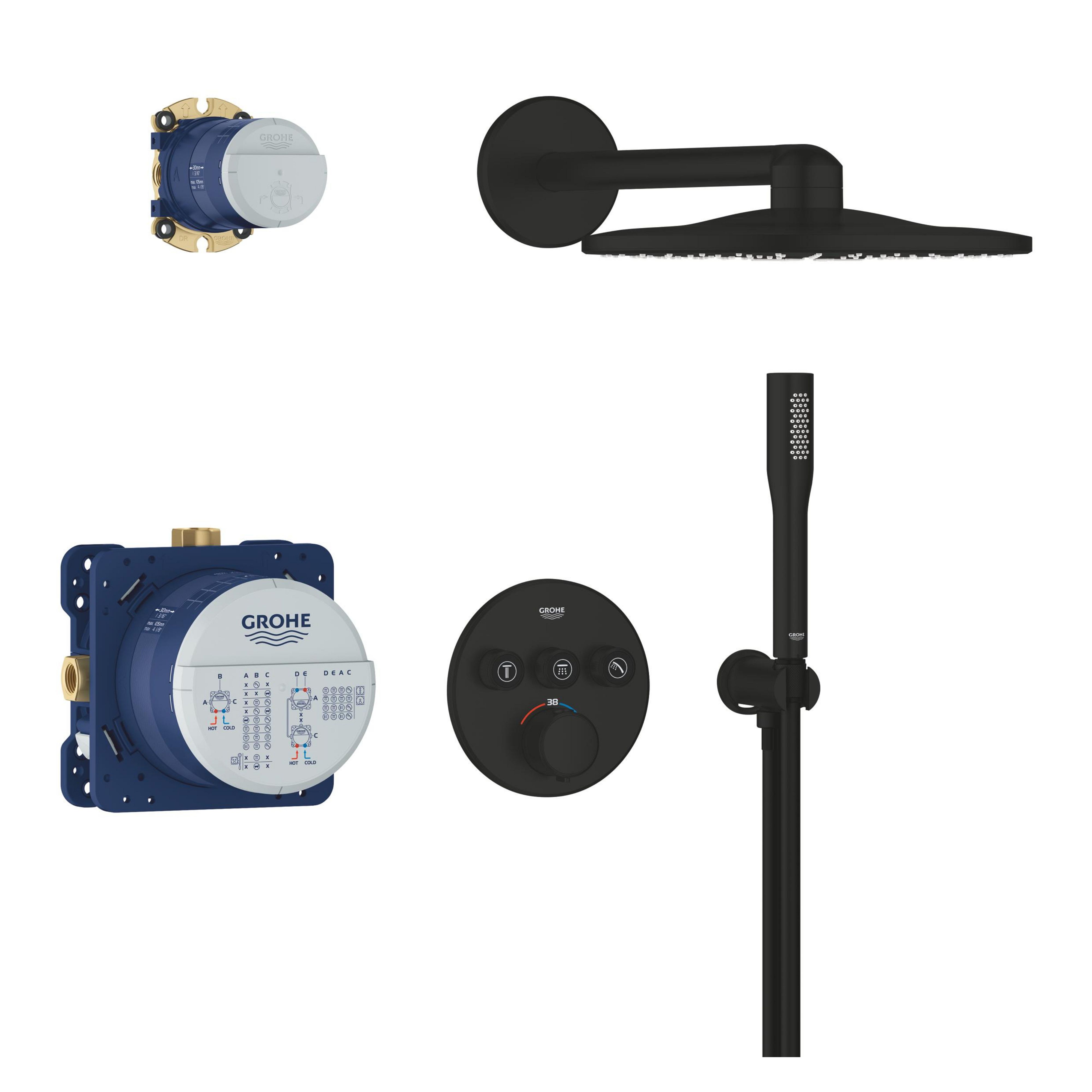 Grohe Precision Smartcontrol vanová sada se sprchou pod omítku s termostatem s dešťovou sprchou černá 348742430