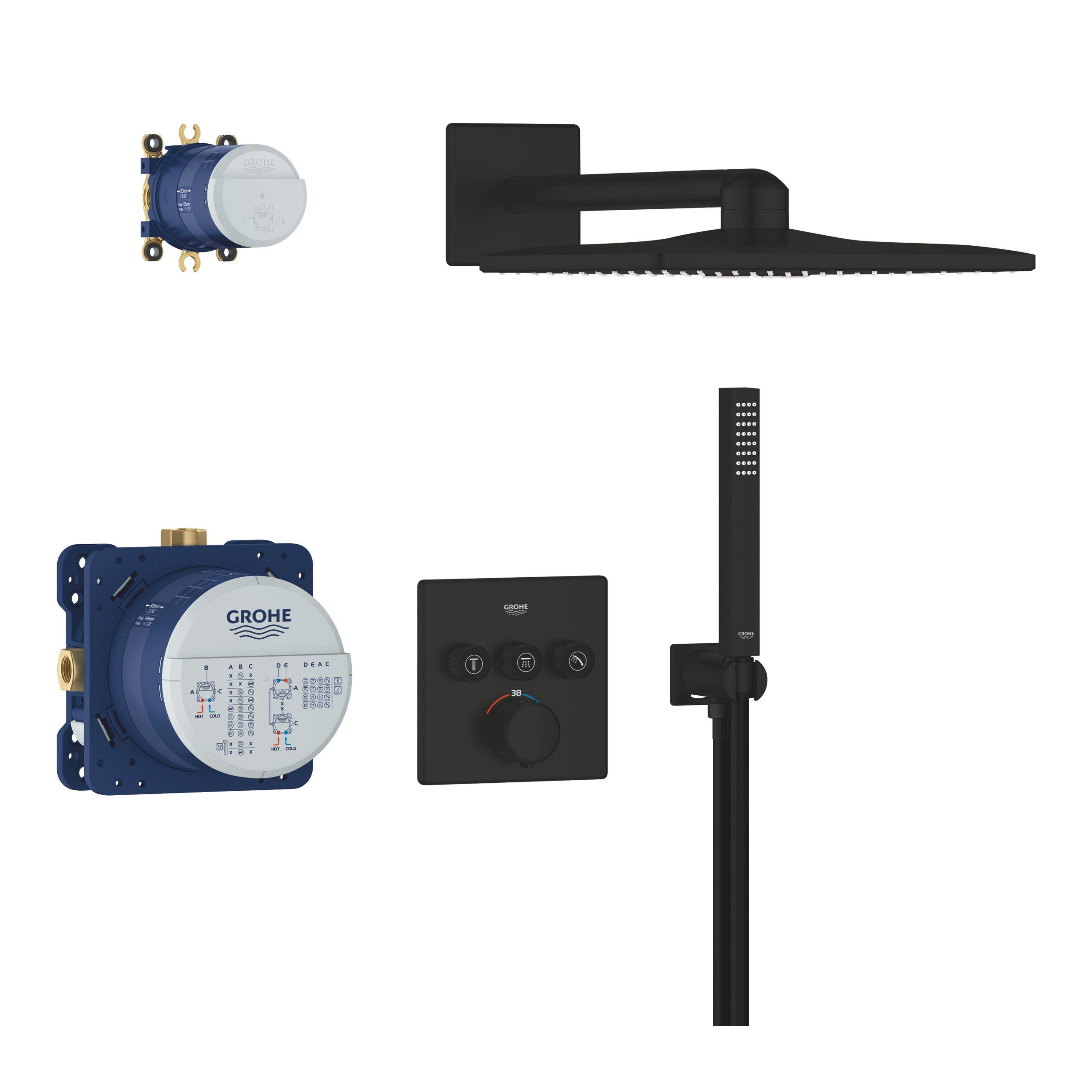 Grohe SmartControl vanová sada se sprchou pod omítku s termostatem s dešťovou sprchou černá 348752430