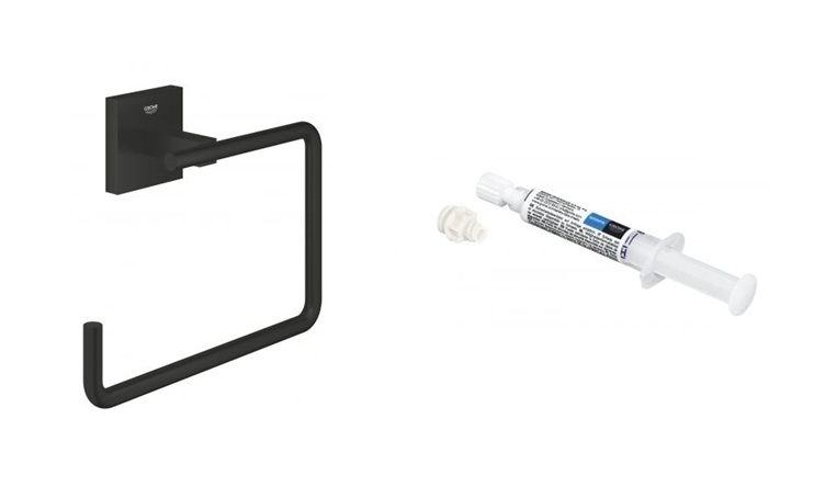 Sada věšák na ručník Grohe Start Cube 409752430, lepidlo Grohe QuickGlue 41127000