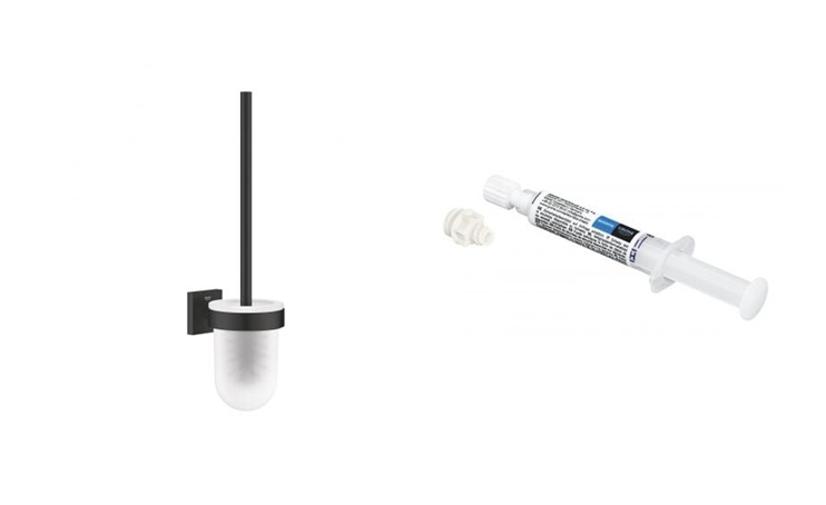 Sada záchodová štětka Grohe Start Cube 409772430, lepidlo Grohe QuickGlue 41127000