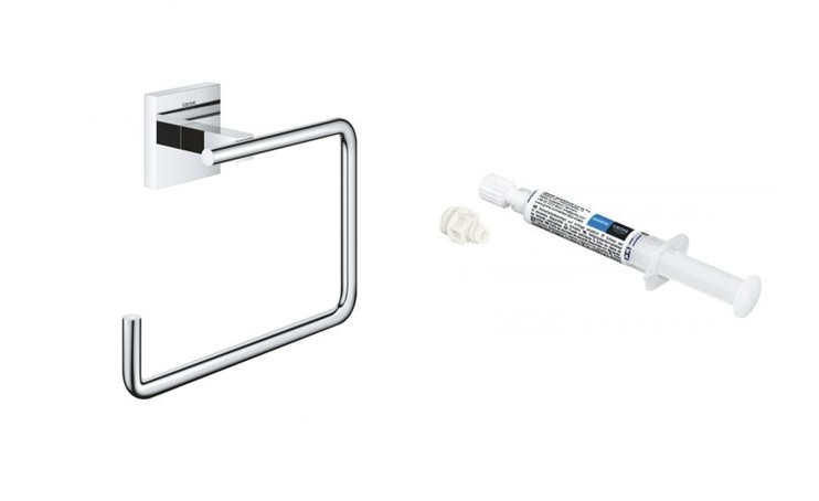 Sada věšák na ručník Grohe Start Cube 40975000, lepidlo Grohe QuickGlue 41127000