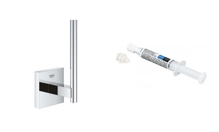 Sada držák na toaletní papír Grohe Start Cube 40979000, lepidlo Grohe QuickGlue 41127000
