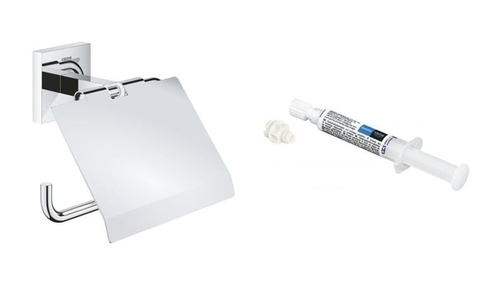 Sada držák na toaletní papír Grohe Start Cube 41102000, lepidlo Grohe QuickGlue 41127000