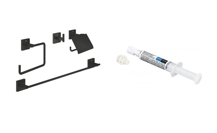 Sada sada příslušenství 4v1 Grohe Start Cube 411152430, lepidlo Grohe QuickGlue 41127000