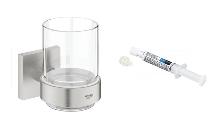 Sada kelímek na čištění zubů Grohe Start Cube 41097DC0, lepidlo Grohe QuickGlue 41127000