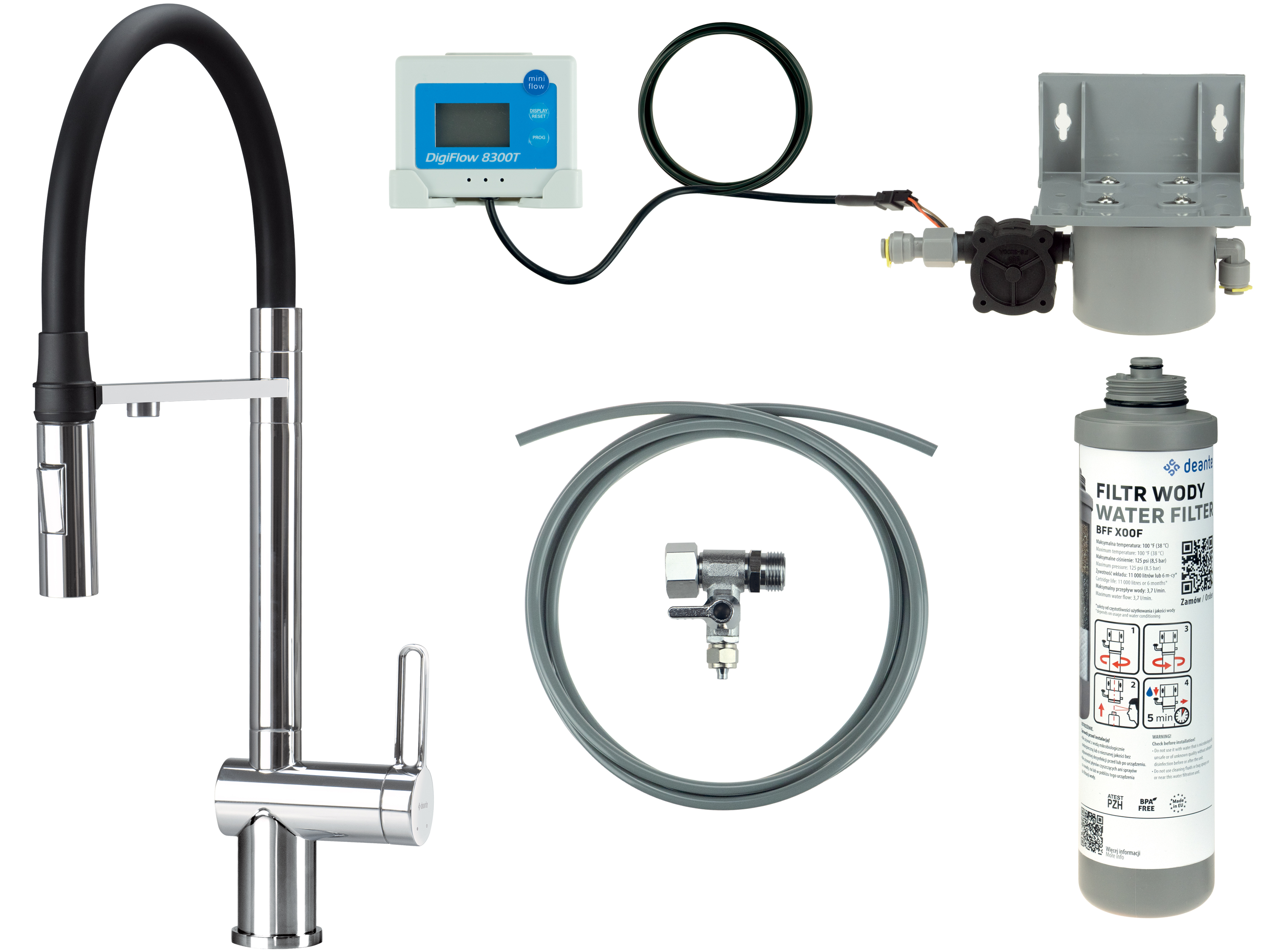 Deante Magnetic startovací sada s kuchyňskou baterií stojící chrom BRMF075M