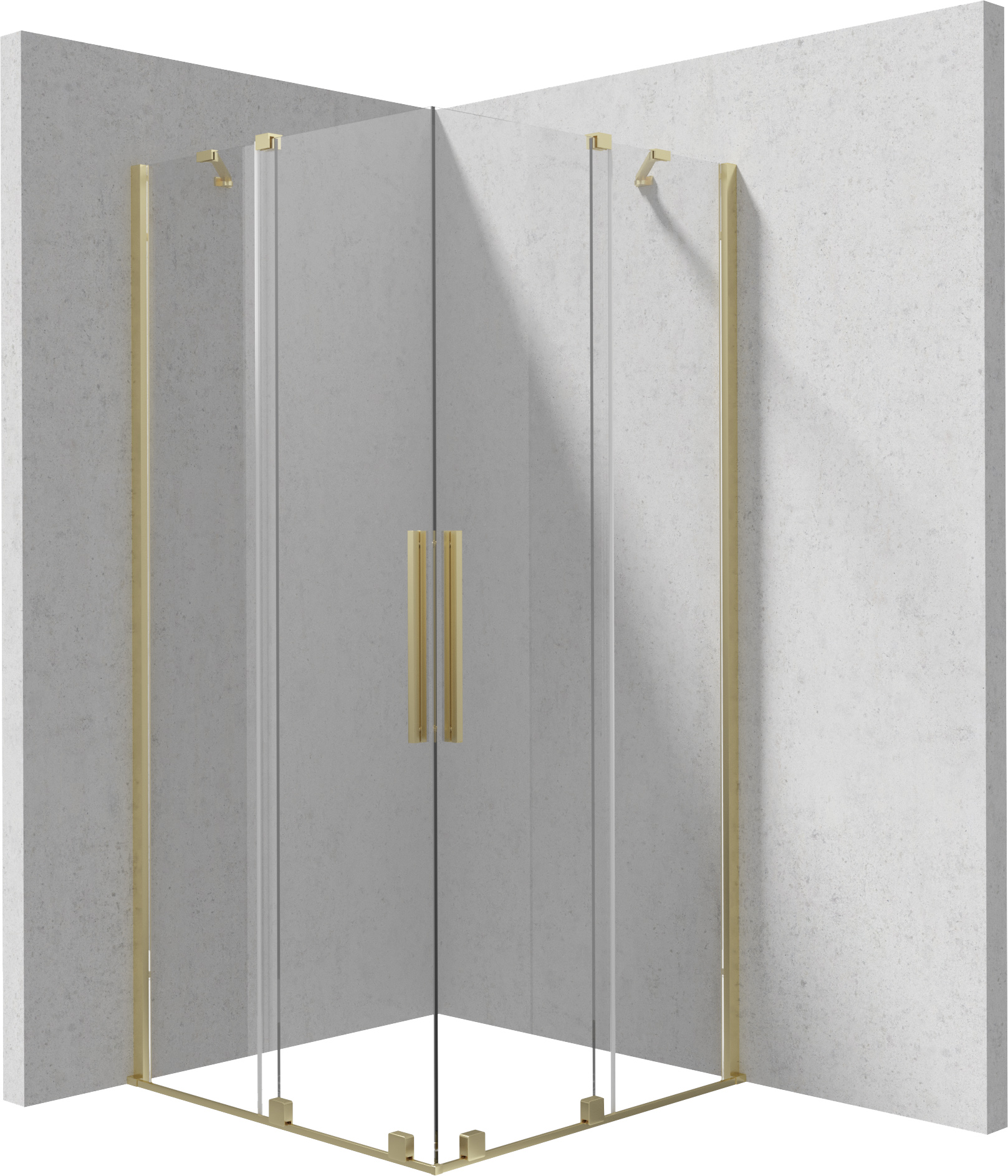 Deante Prizma sprchový kout 80x80 cm čtvercový zlatá kartáčovaný/průhledné sklo KPNRP08P08