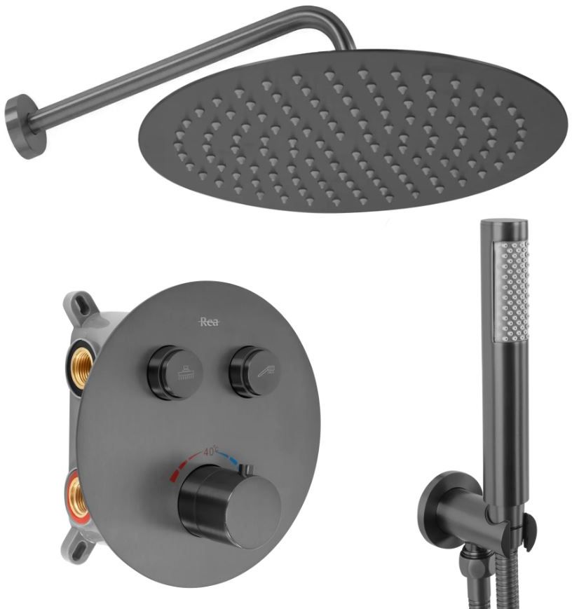 Rea Lungo sprchová sada pod omítku s termostatem s dešťovou sprchou || REA-P6385