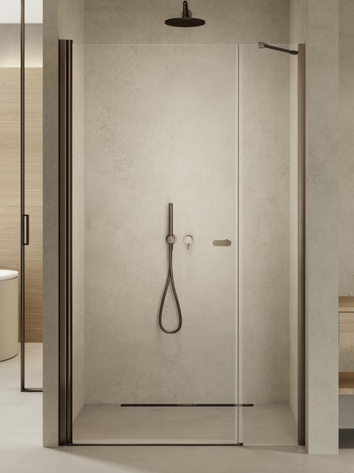 New Trendy New Soleo sprchové dveře 100 cm sklopné gunmetal kartáčovaný/průhledné sklo D-0949A