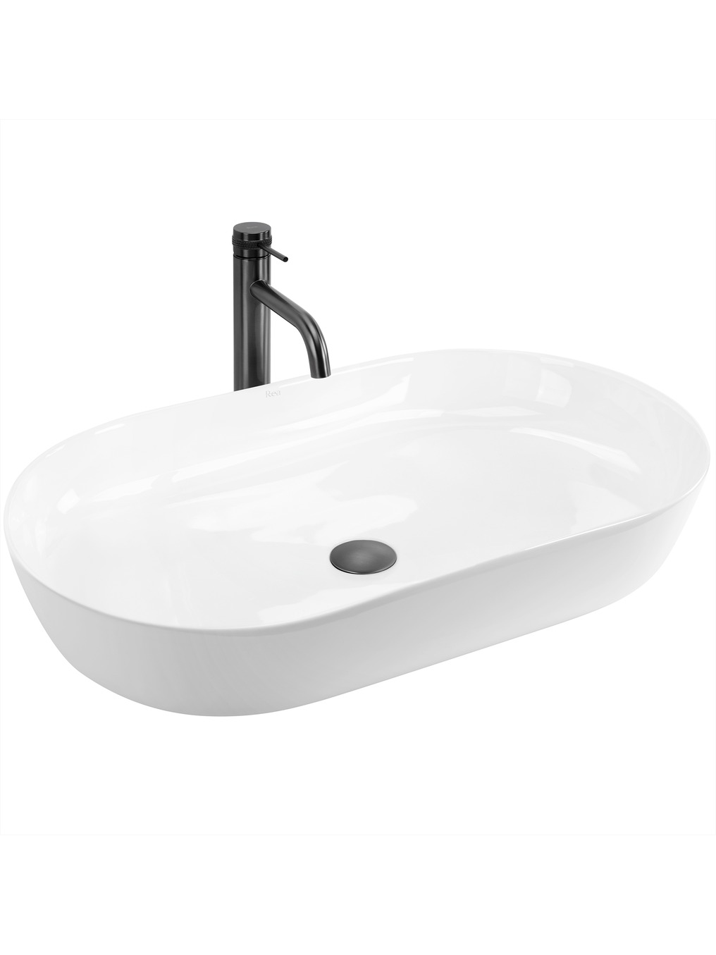 Rea Cleo umyvadlo 70x39 cm oválné na pult bílá lesk REA-U6215