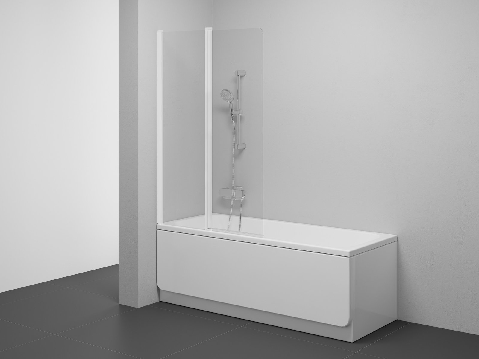Ravak Chrome vanová zástěna 100 cm dvoudílný bílá matný/čiré sklo 7QLA0E00Z1
