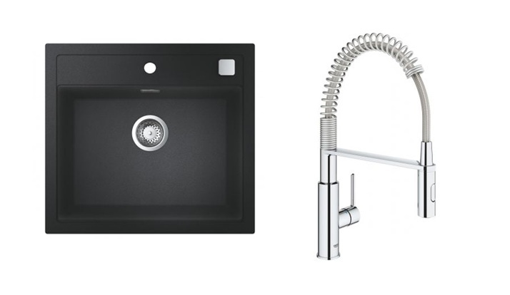 Sada granitový dřez Grohe K700 31651AP0, kuchyňská baterie Grohe Get 30361000