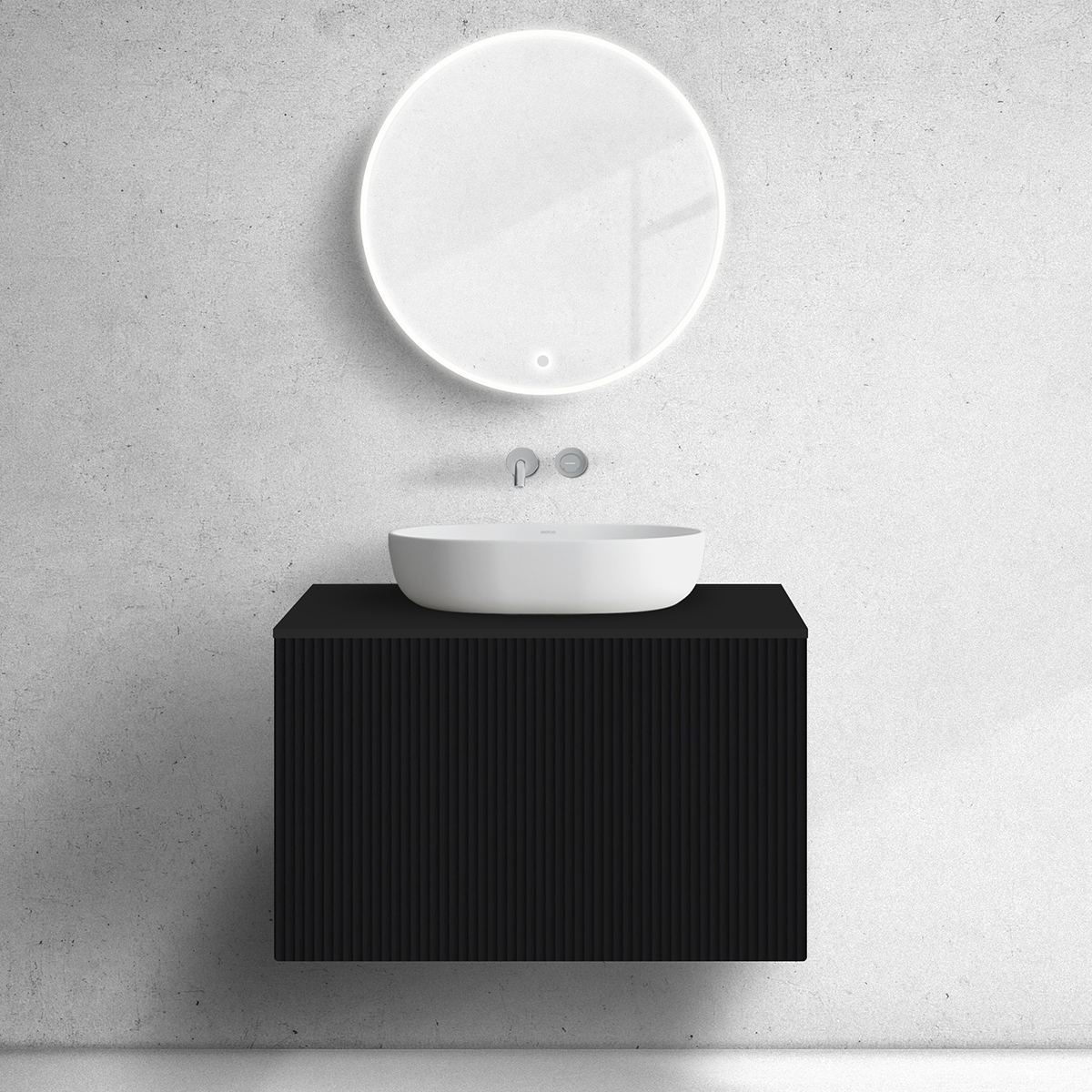 Oltens Lun skříňka 80x44.7x52 cm pod umyvadlo závěsná černá 60028300