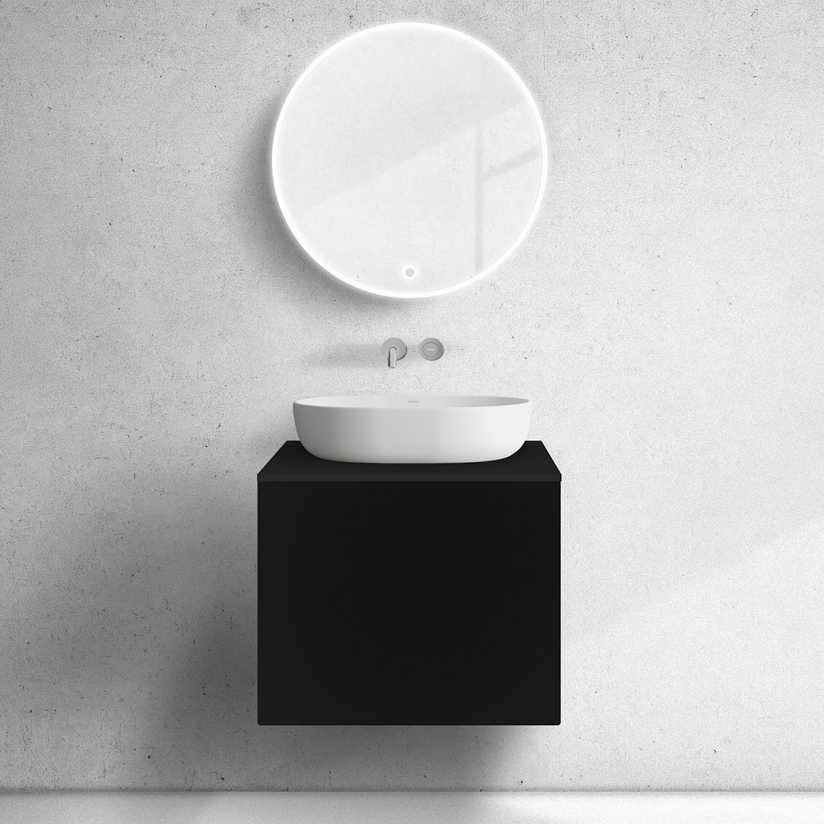 Oltens Lun skříňka 60x44.7x52 cm pod umyvadlo závěsná černá 60032300