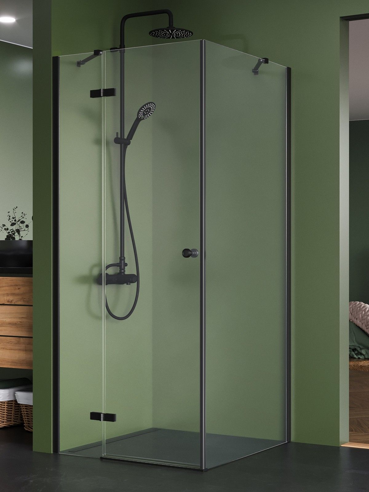 New Trendy Kalibra Black sprchový kout 90x80 cm obdélníkový černá matný/průhledné sklo K-5043