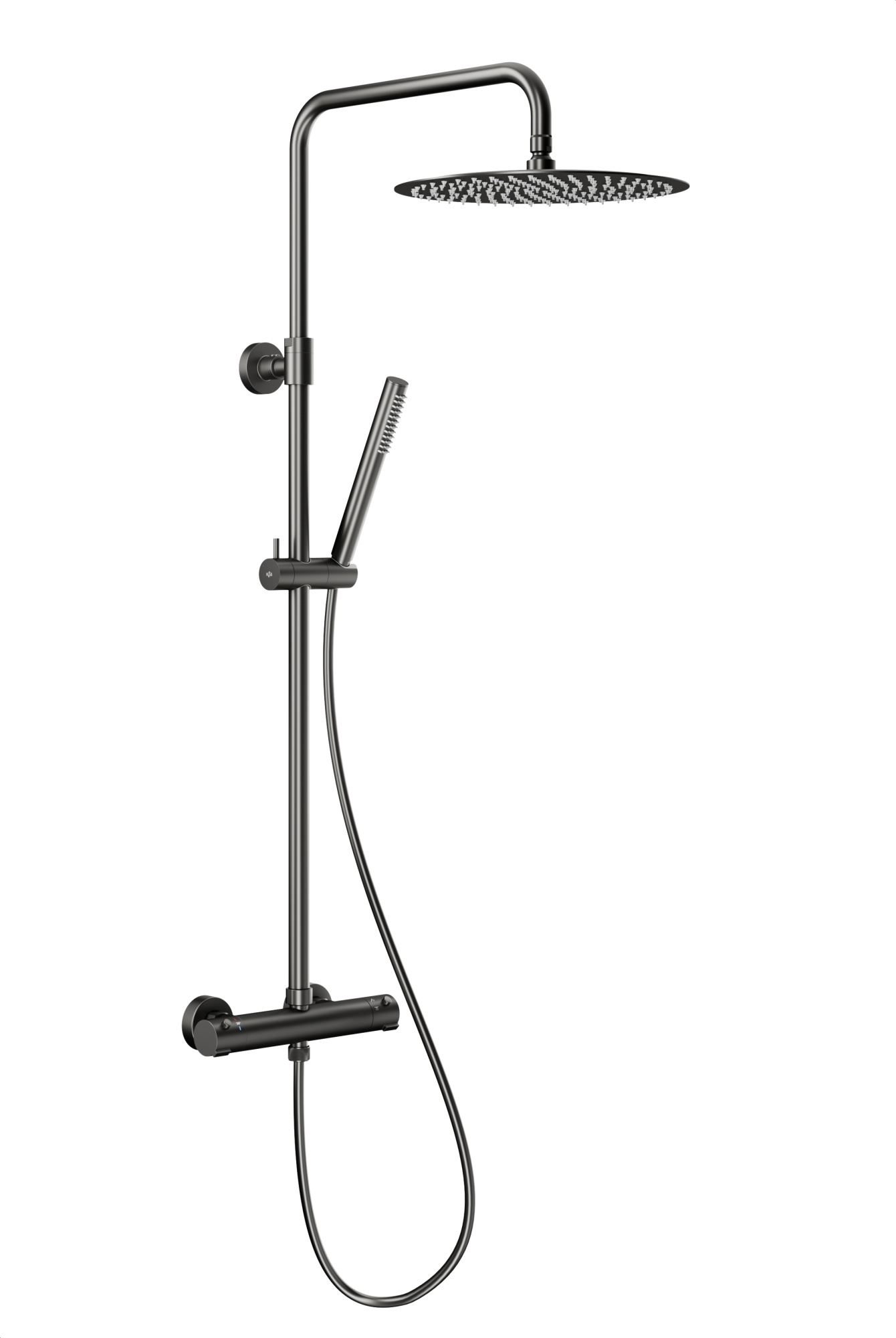 KFA Armatura Moza Gun Metal Grey sprchová sada na stěnu s termostatem s dešťovou sprchou grafitová 5736-920-61