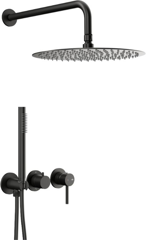 KFA Armatura Moza vanová sada se sprchou pod omítku s dešťovou sprchou černá 5039-511-81