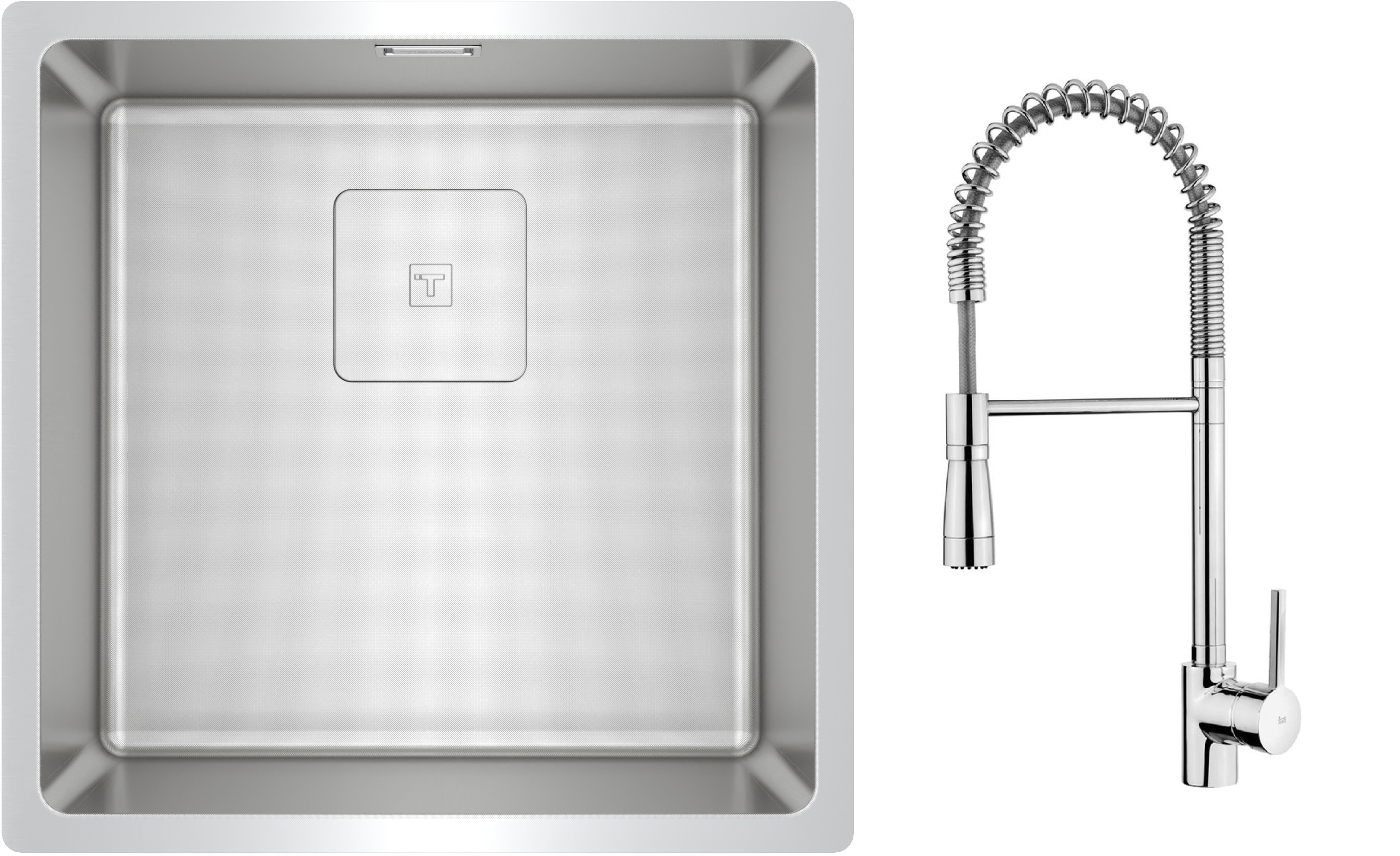 Sada ocelový dřez Teka Flexlinea 115000053, kuchyňská baterie Teka ARK 239391200