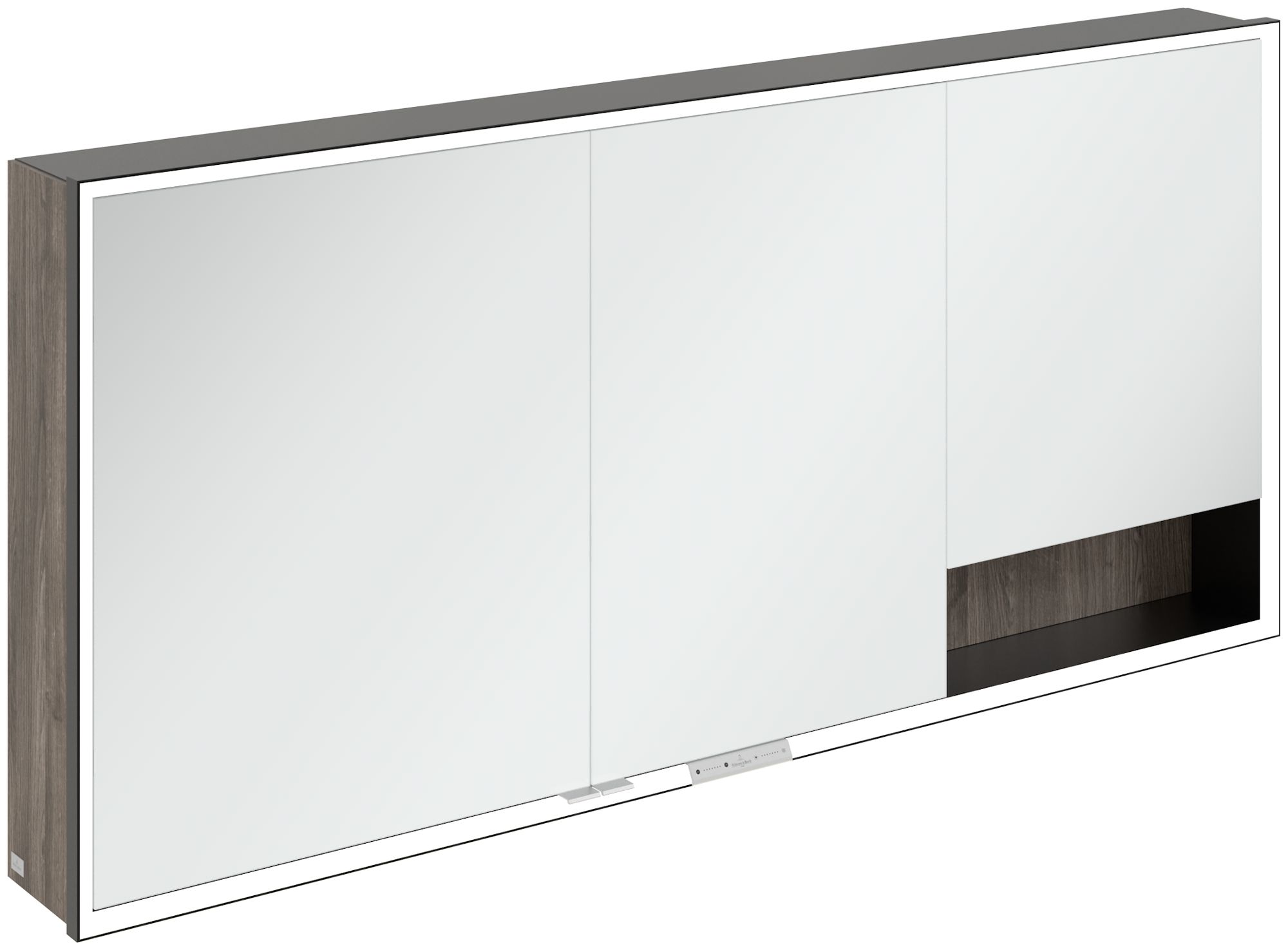 Villeroy & Boch My View+ skříňka 160x16.8x75 cm se zrcadlem černá-dub B48116RK