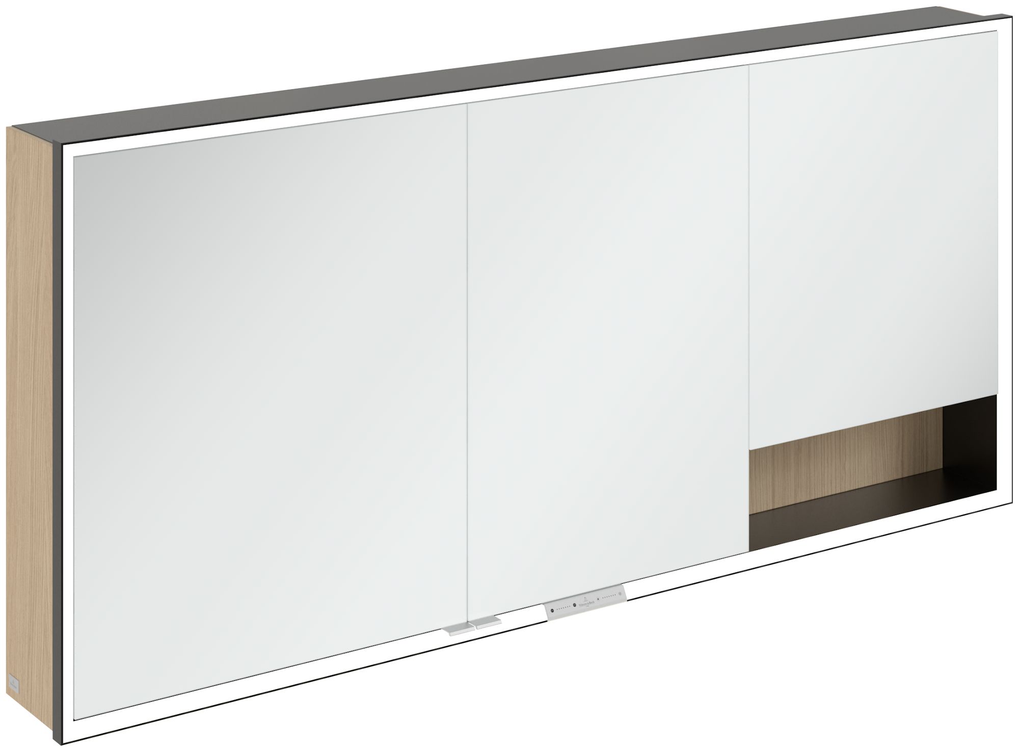 Villeroy & Boch My View+ skříňka 160x16.8x75 cm se zrcadlem černá-dub B48116VJ