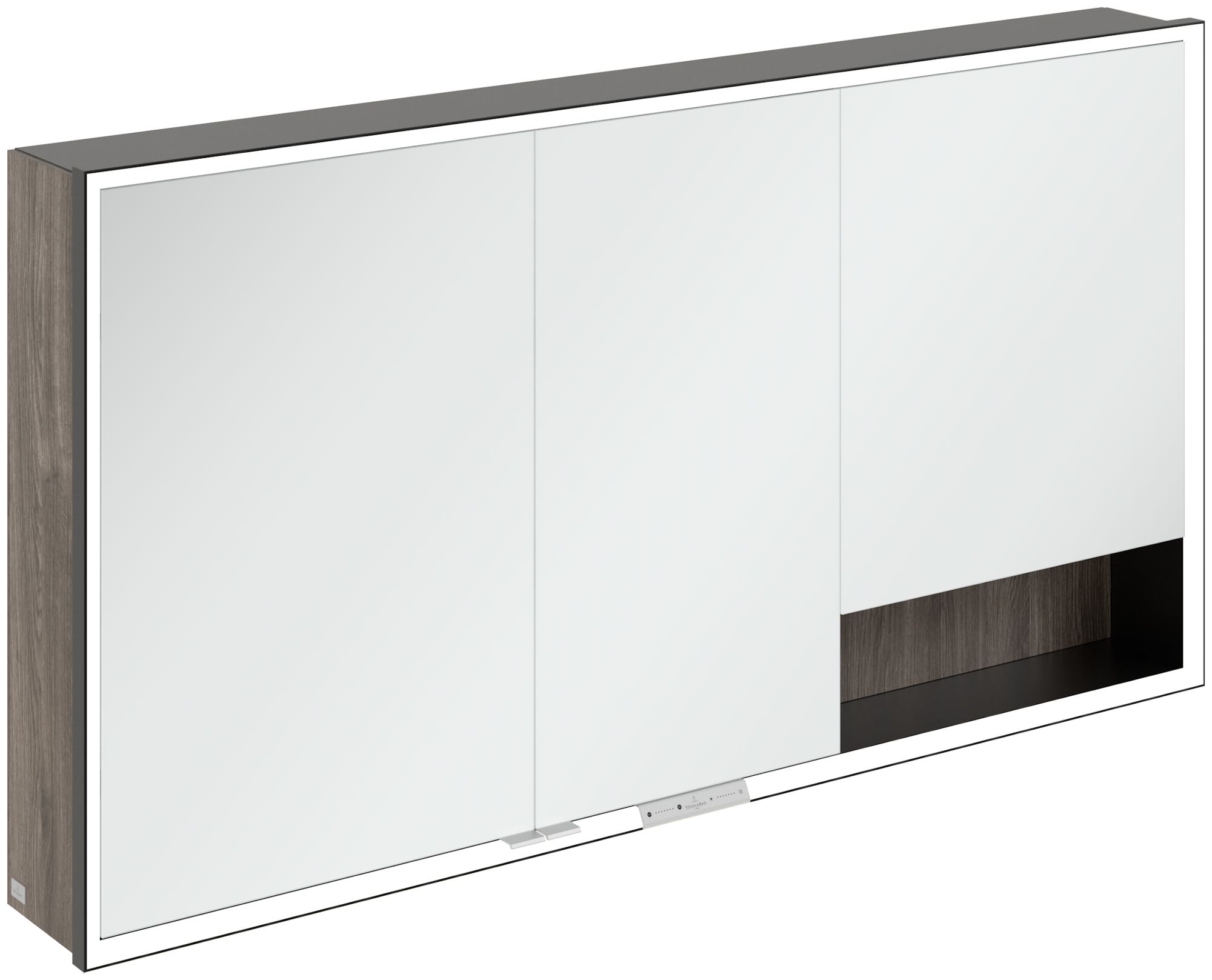 Villeroy & Boch My View+ skříňka 140x16.8x75 cm se zrcadlem černá-dub B48114RK