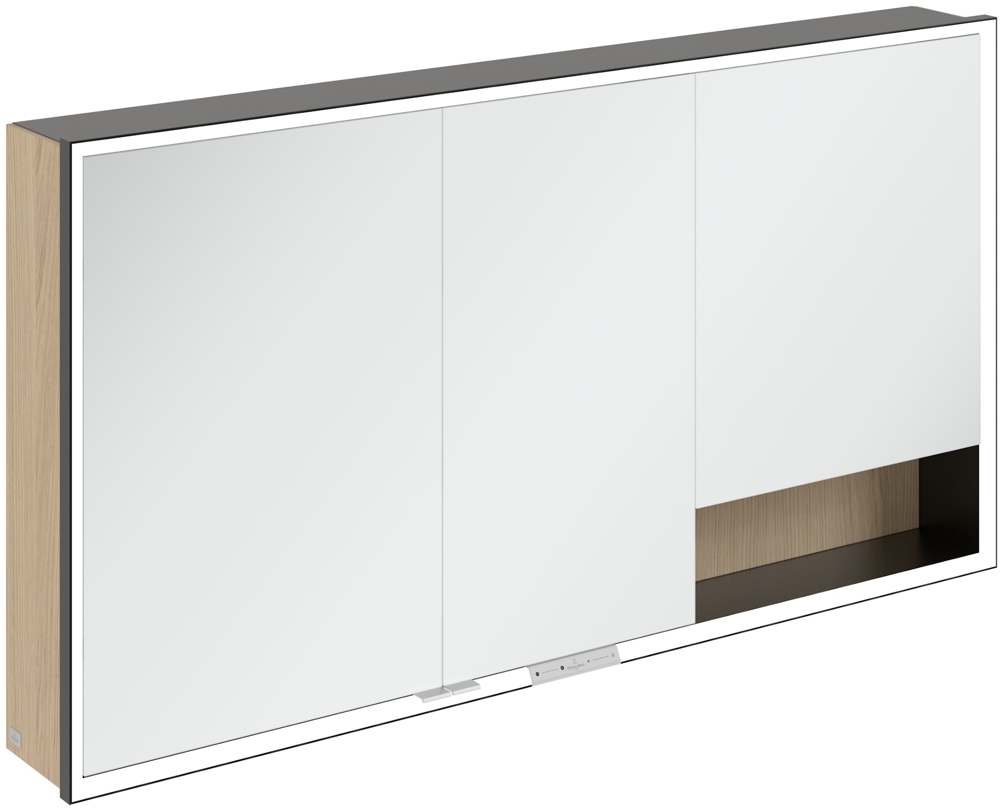Villeroy & Boch My View+ skříňka 140x16.8x75 cm se zrcadlem černá-dub B48114VJ