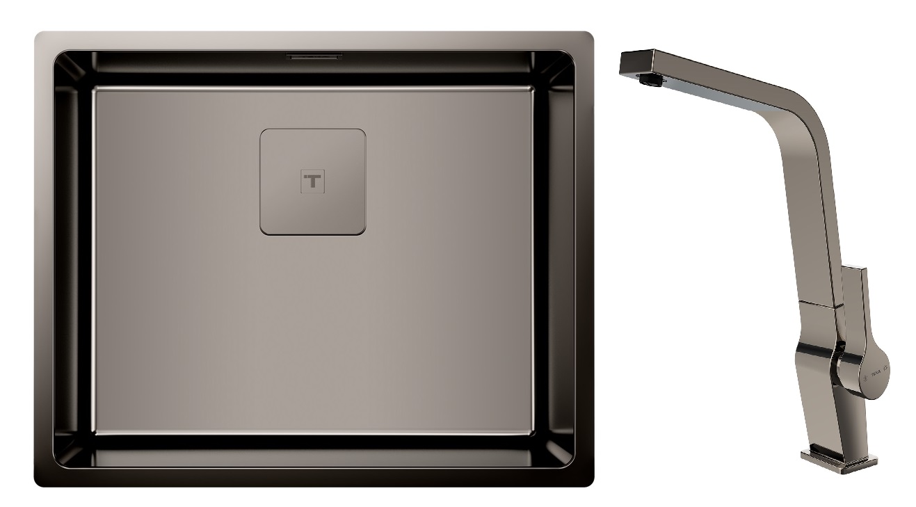Sada ocelový dřez se sifonem Teka Flexlinea 115000024, kuchyňská baterie Teka ICC 116030005