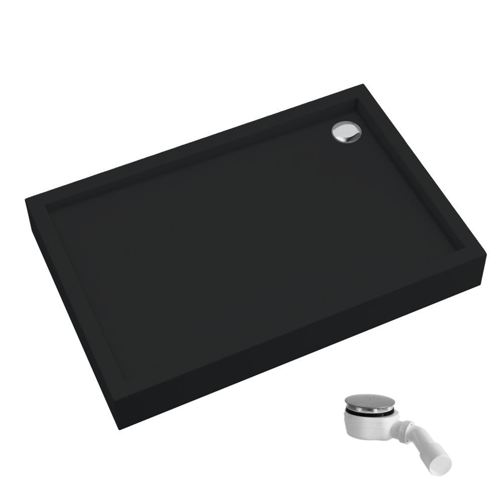 Schedline Favory Plus Black Mat obdélníková sprchová vanička se sifonem 120x90 cm černá 3ST.F1P-90120/C/MG