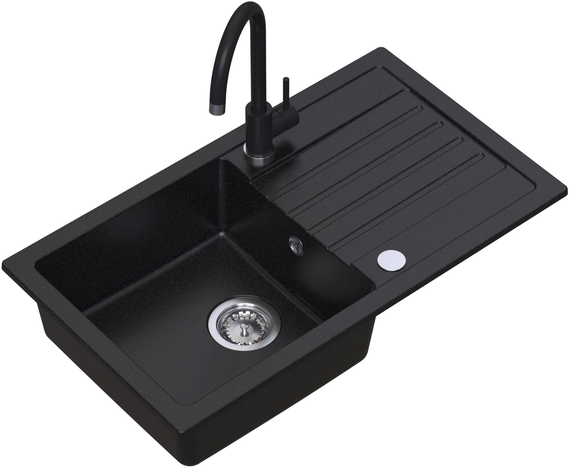 Ruvetti Tito Maxi dřez s baterií a příslušenstvím černá/černá LP_3200-TM7744BC_W