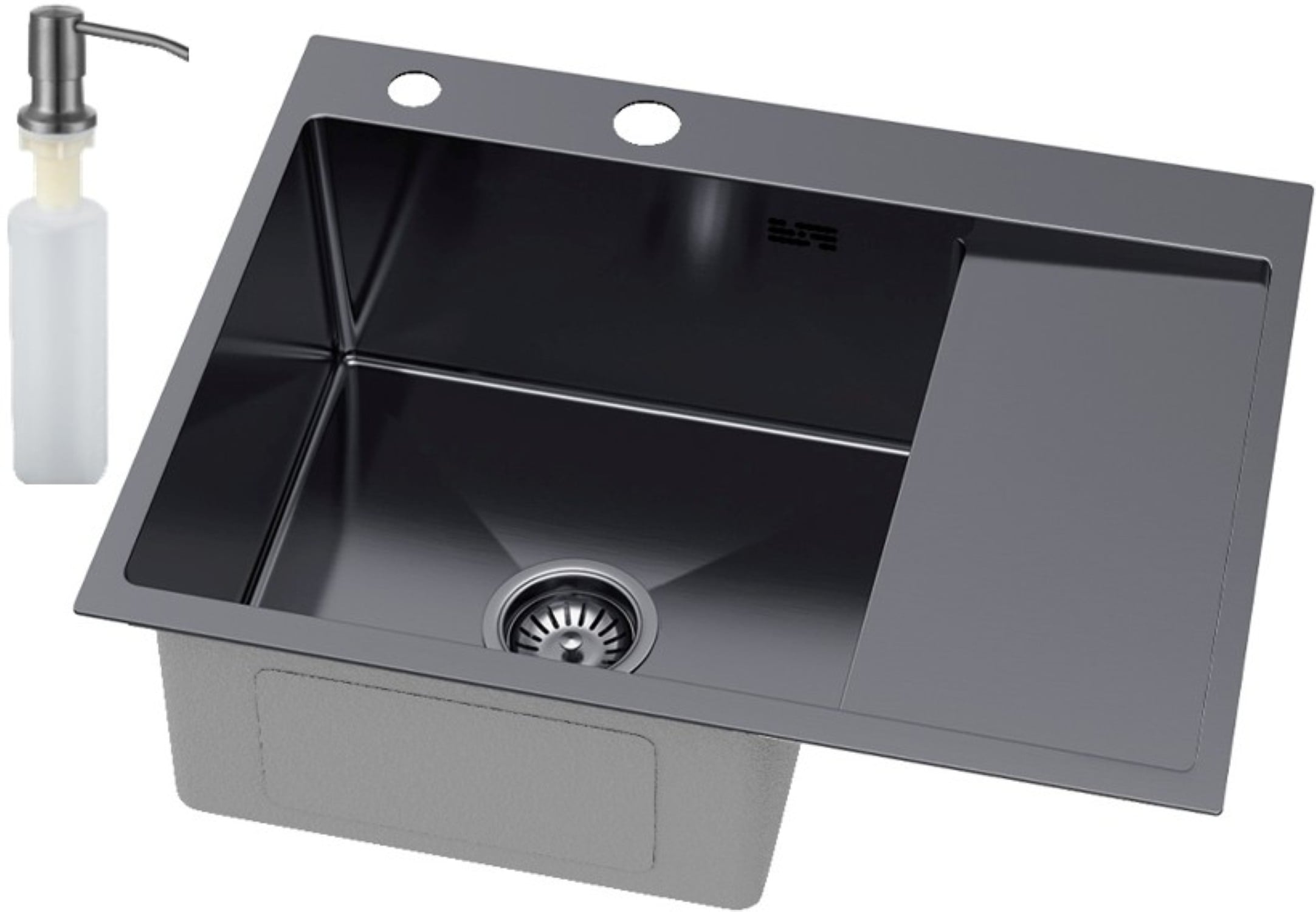 Ruvetti Linar dřez s dávkovačem 62x48 cm grafit 5002L_PVD_GRF120_WL