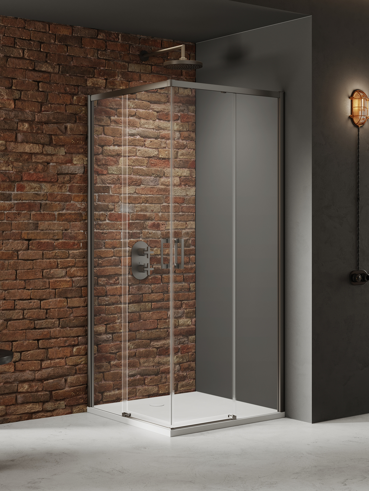 New Trendy Prime Gunmetal Brushed sprchový kout 90x90 cm čtvercový gunmetal kartáčovaný/průhledné sklo D-0883A/D-0884A