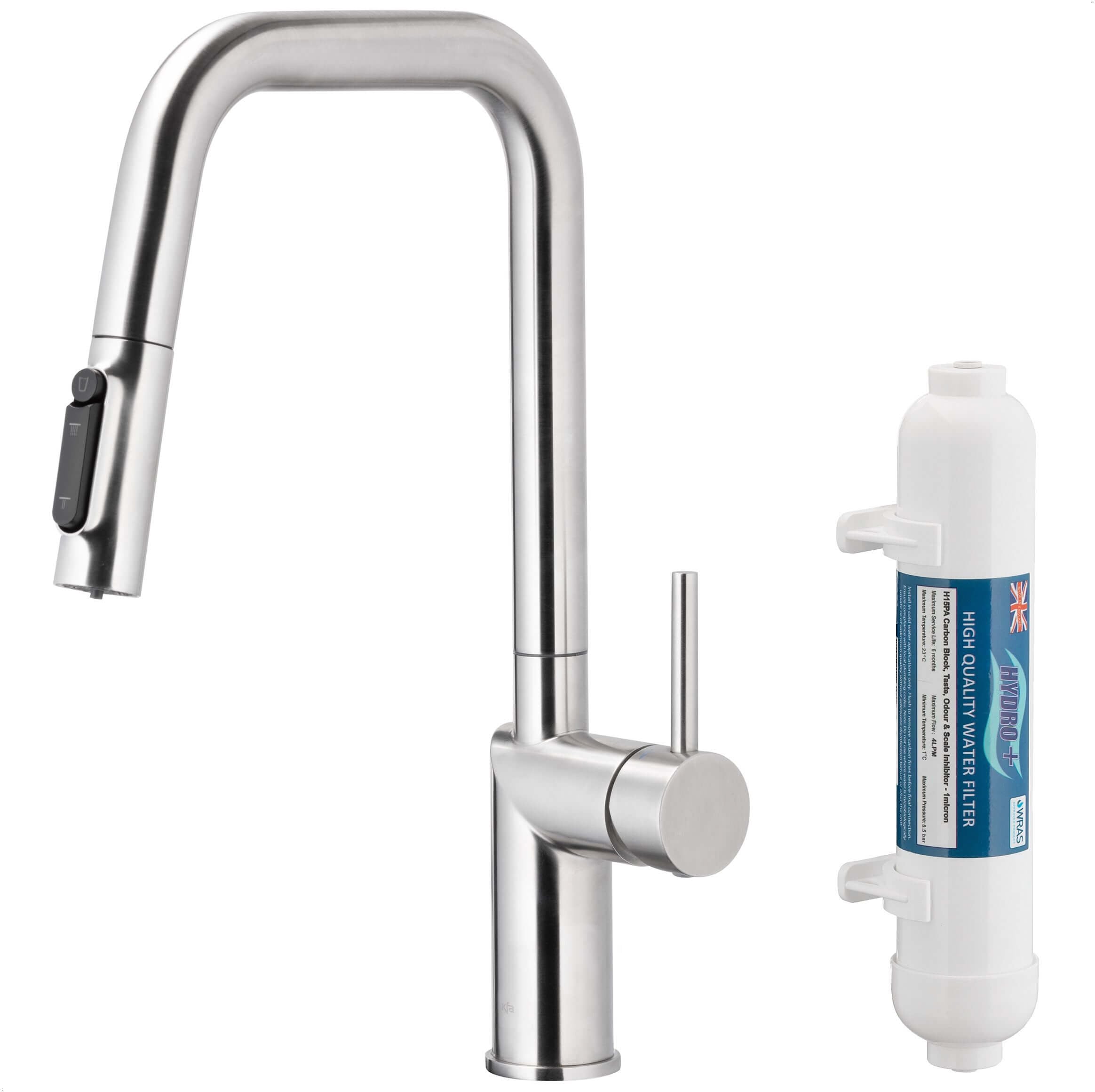 KFA Armatura Duero Pure Style kuchyňská baterie s filtrem stojící inox 6623-312-22