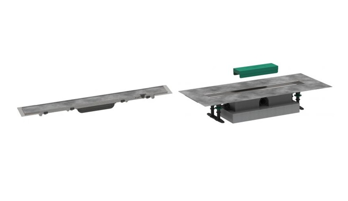 Sada montážní sada Hansgrohe uBox Universal 56020180, odtokový žlábek Hansgrohe RainDrain Rock 56033000