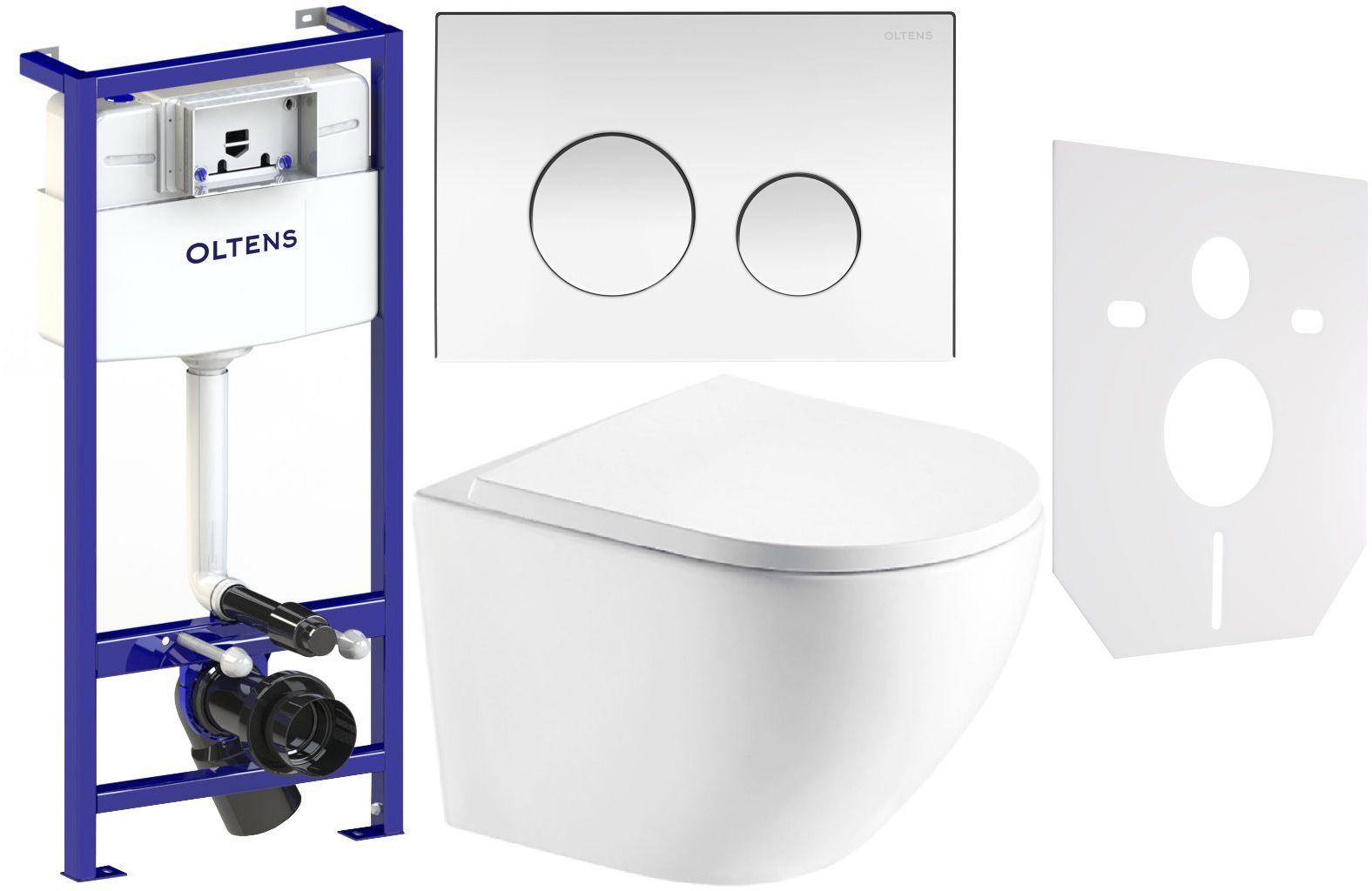 Sada WC mísa se sedátkem s pomalým sklápěním Hagser Beno HGR14000042, podomítkový WC modul Oltens Triberg 50001000, 57102100, HGR20000045, 49301000