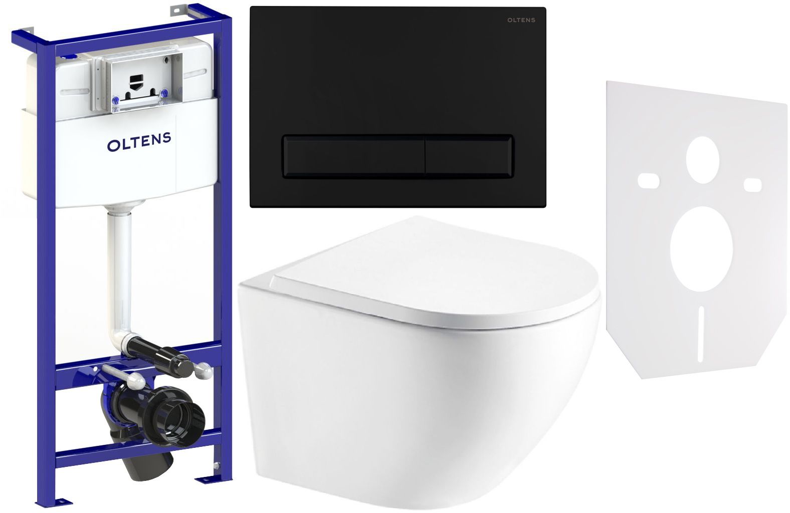 Sada WC mísa se sedátkem s pomalým sklápěním Hagser Beno HGR14000042, podomítkový WC modul Oltens Triberg 50001000, 57103300, HGR20000045, 49301000
