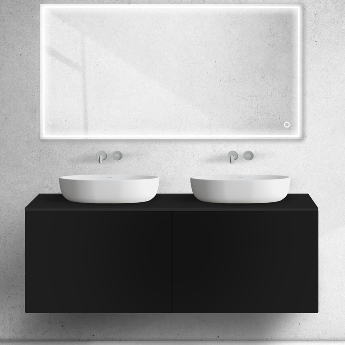 Oltens Lun skříňka 140x44.7x52 cm pod umyvadlo závěsná černá mat 60040300